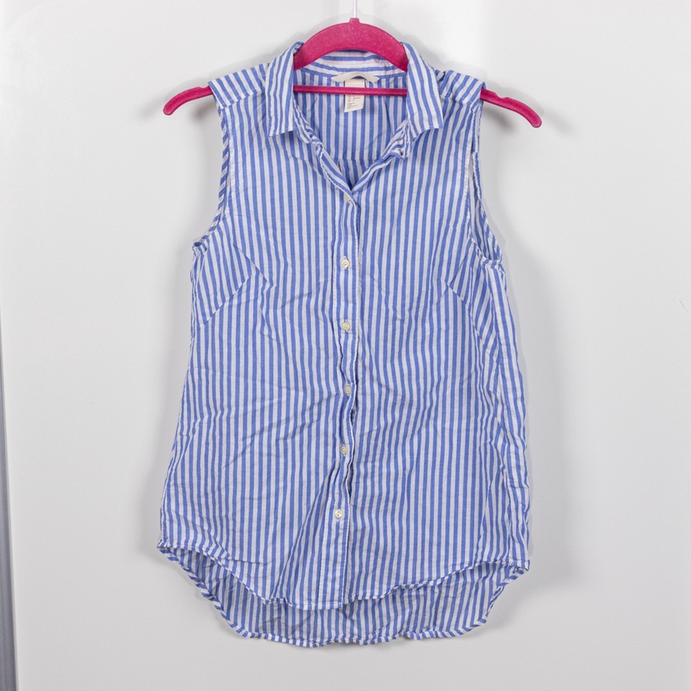 H&M Striped Sleeveless Button Down